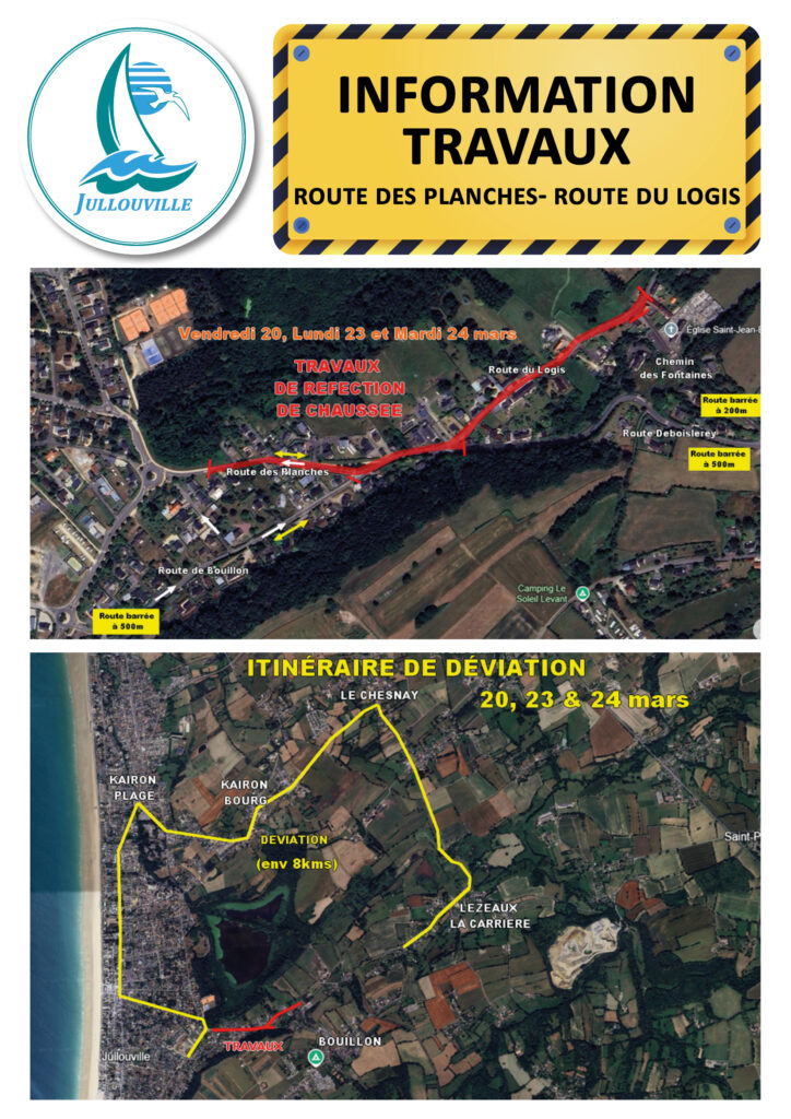 Information travaux route des Planches et route du Logis Jullouville
